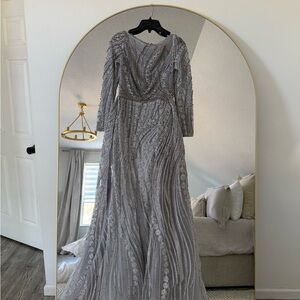Elegant Silver Evening Gown